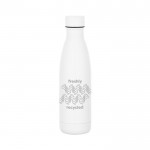 Botella termo de acero inoxidable con tapón antifugas 520ml color blanco imagen con logo