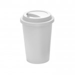 Vaso reutilizable de plástico para llevar con tapa 450ml color blanco