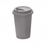Vaso reutilizable de plástico para llevar con tapa 450ml color gris