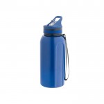 Botella deportiva de plástico con pajita incorporada y asa 1,2L color azul
