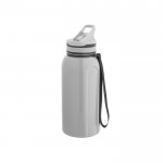 Botella deportiva de plástico con pajita incorporada y asa 1,2L color gris