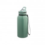 Botella deportiva de plástico con pajita incorporada y asa 1,2L color verde claro
