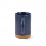 Taza de cerámica con base de corcho extraíble y diseño mate 320ml color azul marino segunda vista