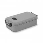 Fiambrera de plástico lavable a máquina con tapa resistente 900ml color gris imagen con logo