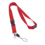 Lanyards con cierre de seguridad impreso color rojo