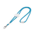 Original lanyard impreso con el logo color azul claro