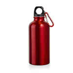 Botella de aluminio con mosquetón 400ml color rojo