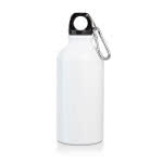 Botella de aluminio con mosquetón 400ml color blanco