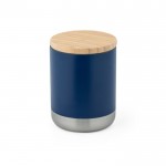 Taza térmica con tapa de bambú color azul marino