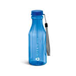 Bidón publicitario con forma de botella color azul real con logo