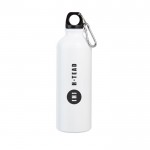Botella de aluminio grande a color con mosquetón 800ml Cruiser XL color blanco imagen con logo