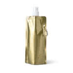 Botella plegable con logo y mosquetón color dorado