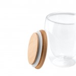 Vaso de cristal de doble pared con tapa color madera clara quinta vista