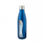 Botella de acero inoxidable aislada al vacío color azul cuarta vista