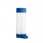 Botella de cristal con soporte para móvil color azul real primera vista