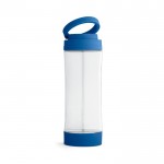 Botella de cristal con soporte para móvil color azul real