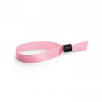 Pulsera para eventos de raso suave y brillante con cierre de seguridad color rosa