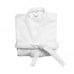 Albornoz de algodón suave con cinturón y bolsillos 350 g/m2 color blanco tercera vista