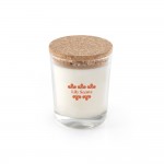 Vela aromática en vaso de cristal con tapa de corcho made in EU 180g color transparente imagen con logo
