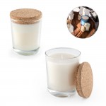Vela aromática en vaso de cristal con tapa de corcho made in EU 180g varios colores