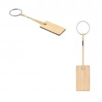 Llavero rectangular de bambú con cordón y anilla de metal varios colores