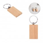 Llavero rectangular de madera de haya con anilla de metal varios colores