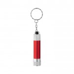 Llavero de aluminio parcialmente reciclado con linterna LED 3 posiciones color rojo primera vista