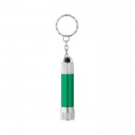 Llavero de aluminio parcialmente reciclado con linterna LED 3 posiciones color verde primera vista