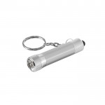 Llavero de aluminio parcialmente reciclado con linterna LED 3 posiciones color plateado mate