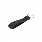 Llavero elegante de PU con anilla de metal y caja de papel kraft color negro
