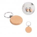 Llavero redondo de madera de haya natural con anilla de metal varios colores