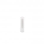 Bálsamo labial vegano con aroma de vainilla y envase transparente color blanco