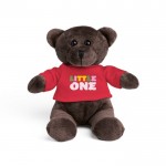 Peluche en forma de oso con camiseta con logo color rojo