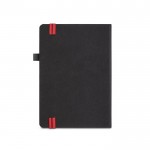 Agenda personalizada con goma color rojo vista trasera