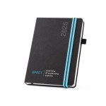 Agenda personalizada con goma color azul con logo