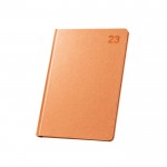 Agenda con logo y piel reciclada 2022 color marrón claro