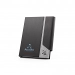 Agenda de cuero y plástico reciclado con cierre magnético A5 color gris claro imagen con logo