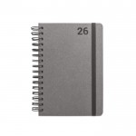 Agenda de cuero reciclado con anillas y planificación diaria A5 color negro octava vista