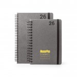 Agenda de cuero reciclado con anillas y planificación diaria A5 color negro cuarta vista
