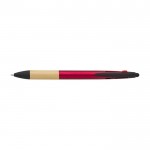 Bolígrafo táctil de plástico y bambú con tinta de 3 colores color rojo primera vista