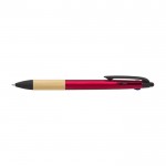 Bolígrafo táctil de plástico y bambú con tinta de 3 colores color rojo segunda vista