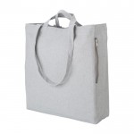 Bolsa de algodón reciclado con cremallera lateral y doble asa color gris segunda vista
