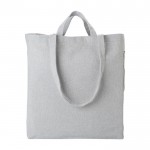 Bolsa de algodón reciclado con cremallera lateral y doble asa color gris tercera vista