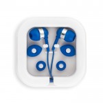 Auriculares de oreja con micrófono color azul real primera vista