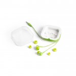 Auriculares de oreja con micrófono color verde claro tercera vista
