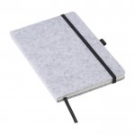 Libreta de fieltro reciclado aprox A5 hojas a rayas color gris tercera vista