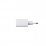 Adaptador de corriente de plástico reciclado con dos puertos USB color blanco segunda vista
