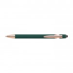 Bolígrafo metálico con detalles en oro rosa táctil de tinta azul color verde primera vista