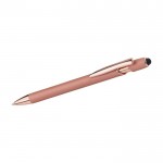 Bolígrafo metálico con detalles en oro rosa táctil de tinta azul color salmón segunda vista