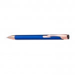 Bolígrafo metálico mate con detalles en oro rosa de tinta azul color azul primera vista